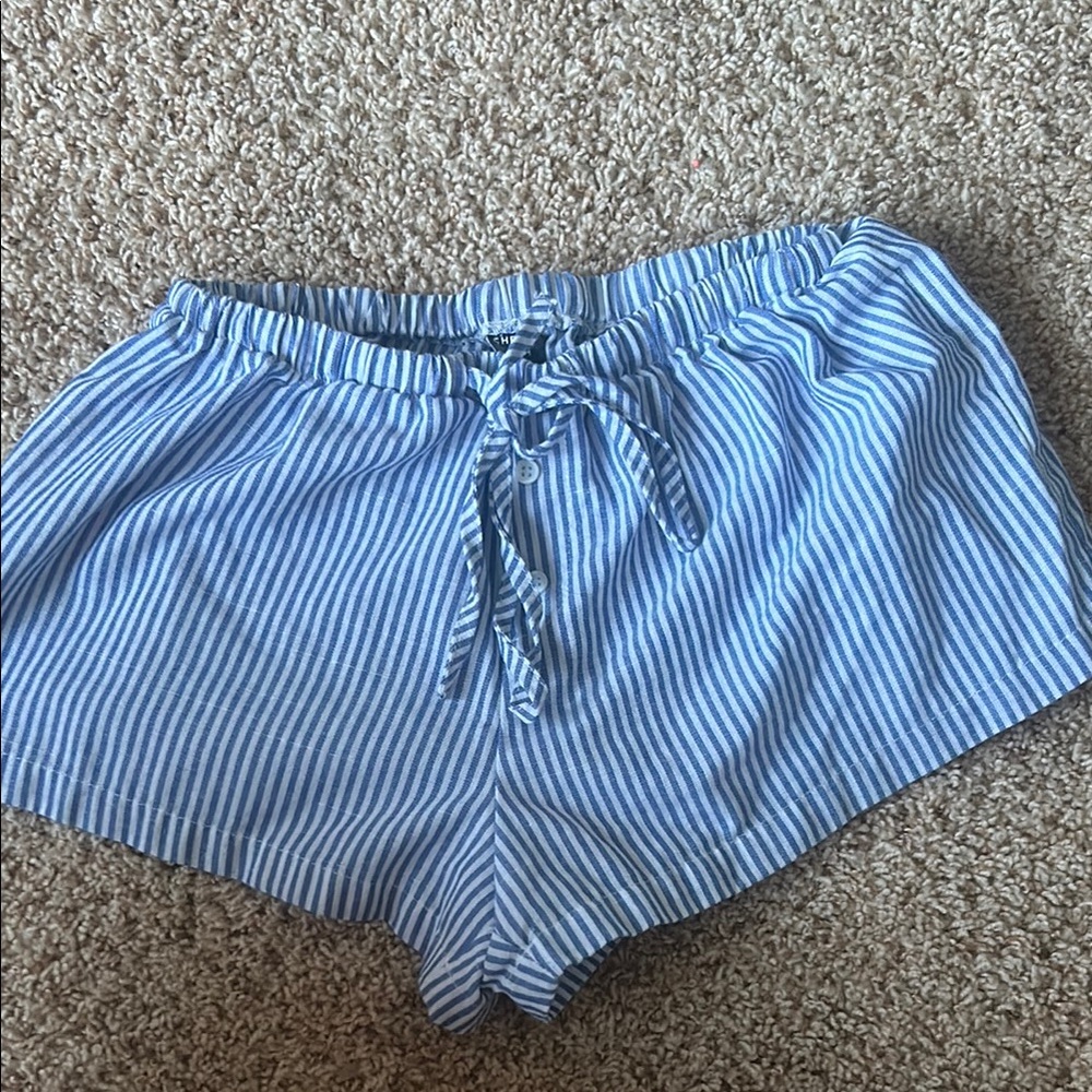 SHEIN Light Blue and White Striped Shorts